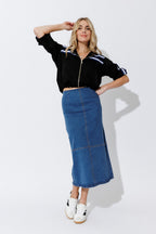 Mid Denim A-Line Skirt