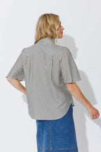 Black Stripe Milan Fluted Blogger Shirt