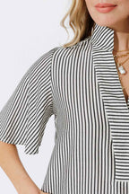 Black Stripe Milan Fluted Blogger Shirt