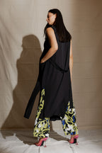 Black Euro Longline Belted Vest