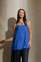 Cobalt Checkerboard Silky Lily Cami
