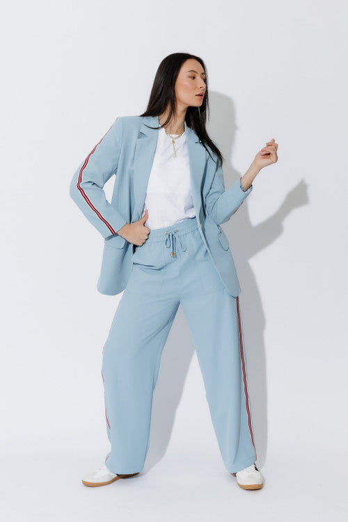 Sky Stripe Boyfriend Blazer