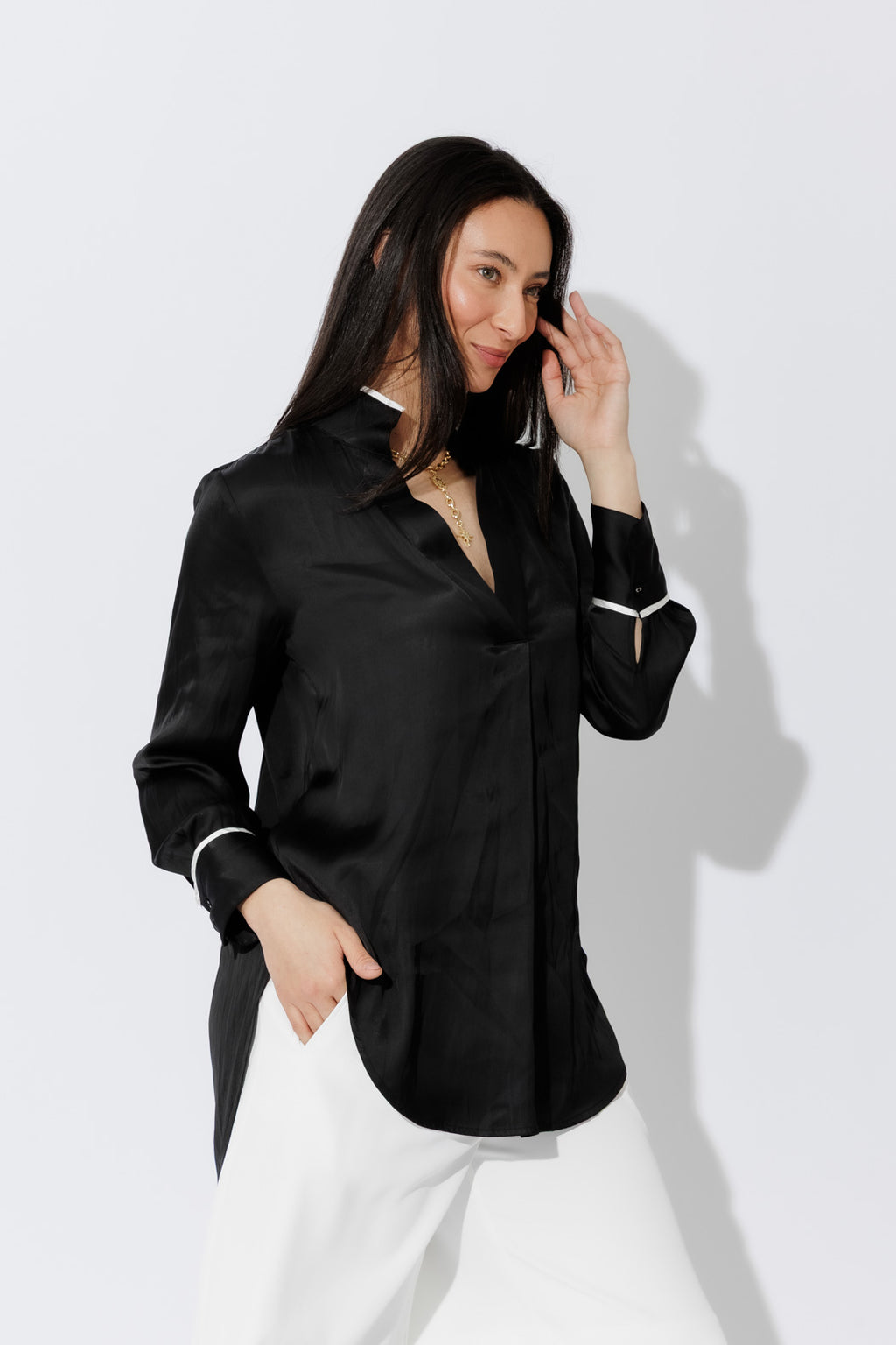 Black Trimmed Blogger Shirt