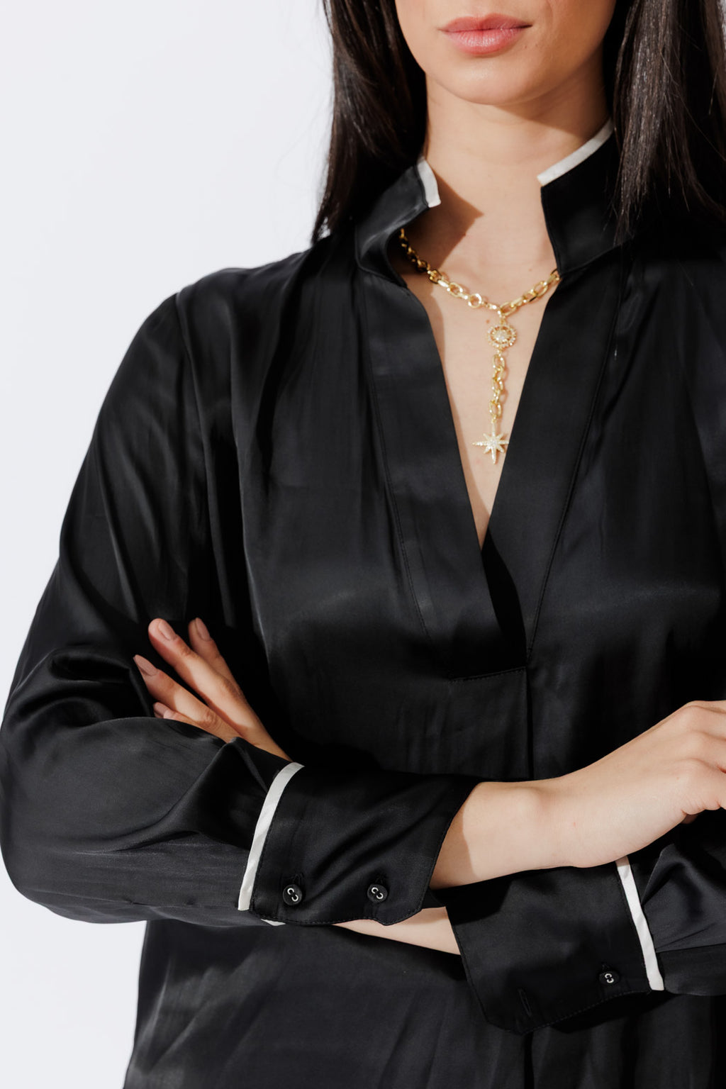 Black Trimmed Blogger Shirt