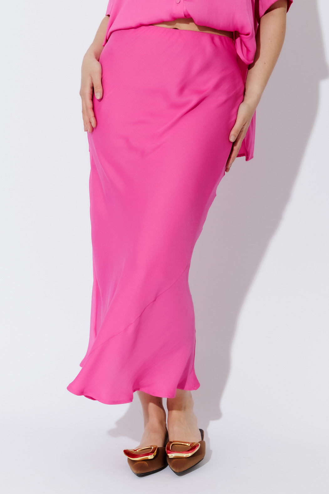 Pink Silky Bias Skirt