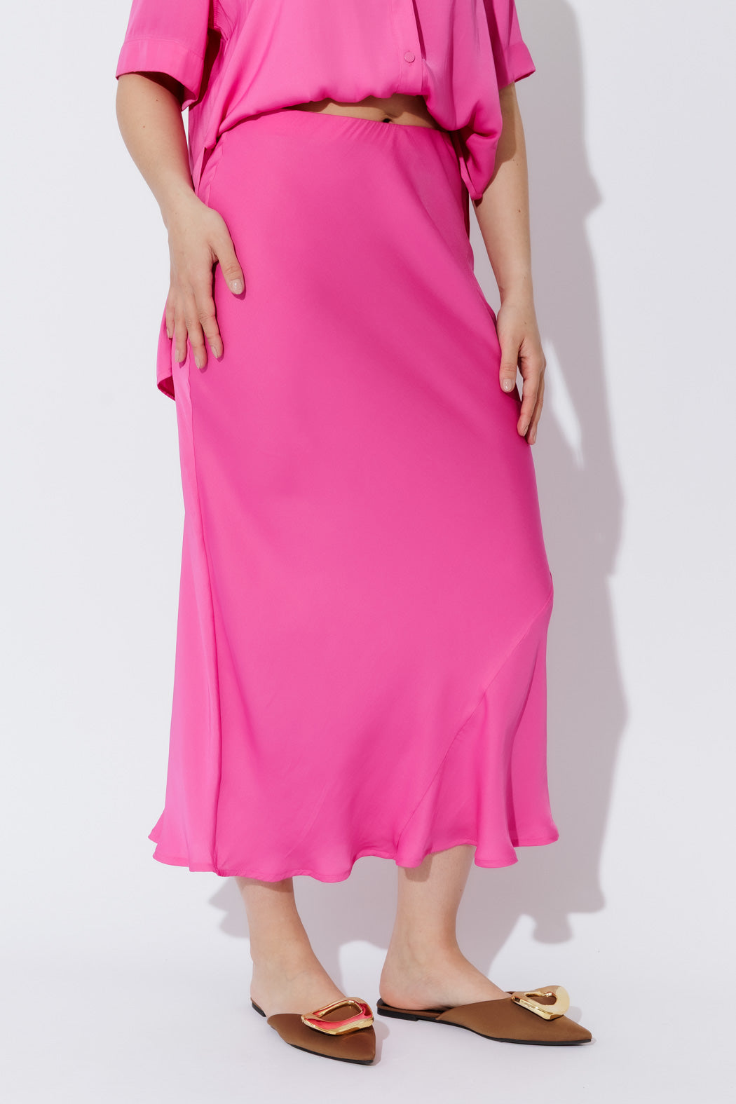 Pink Silky Bias Skirt