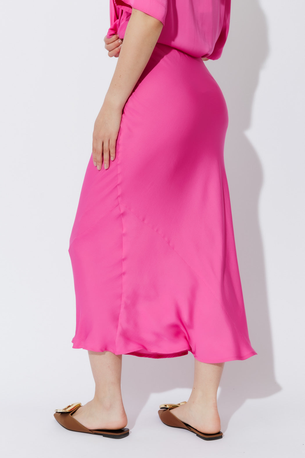 Pink Silky Bias Skirt