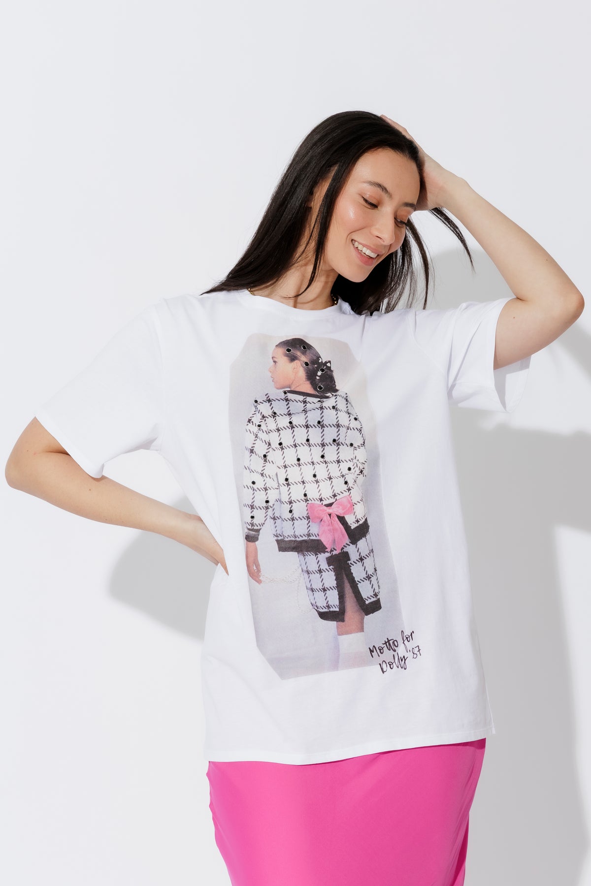 White Dolly Bow Magazine T-Shirt