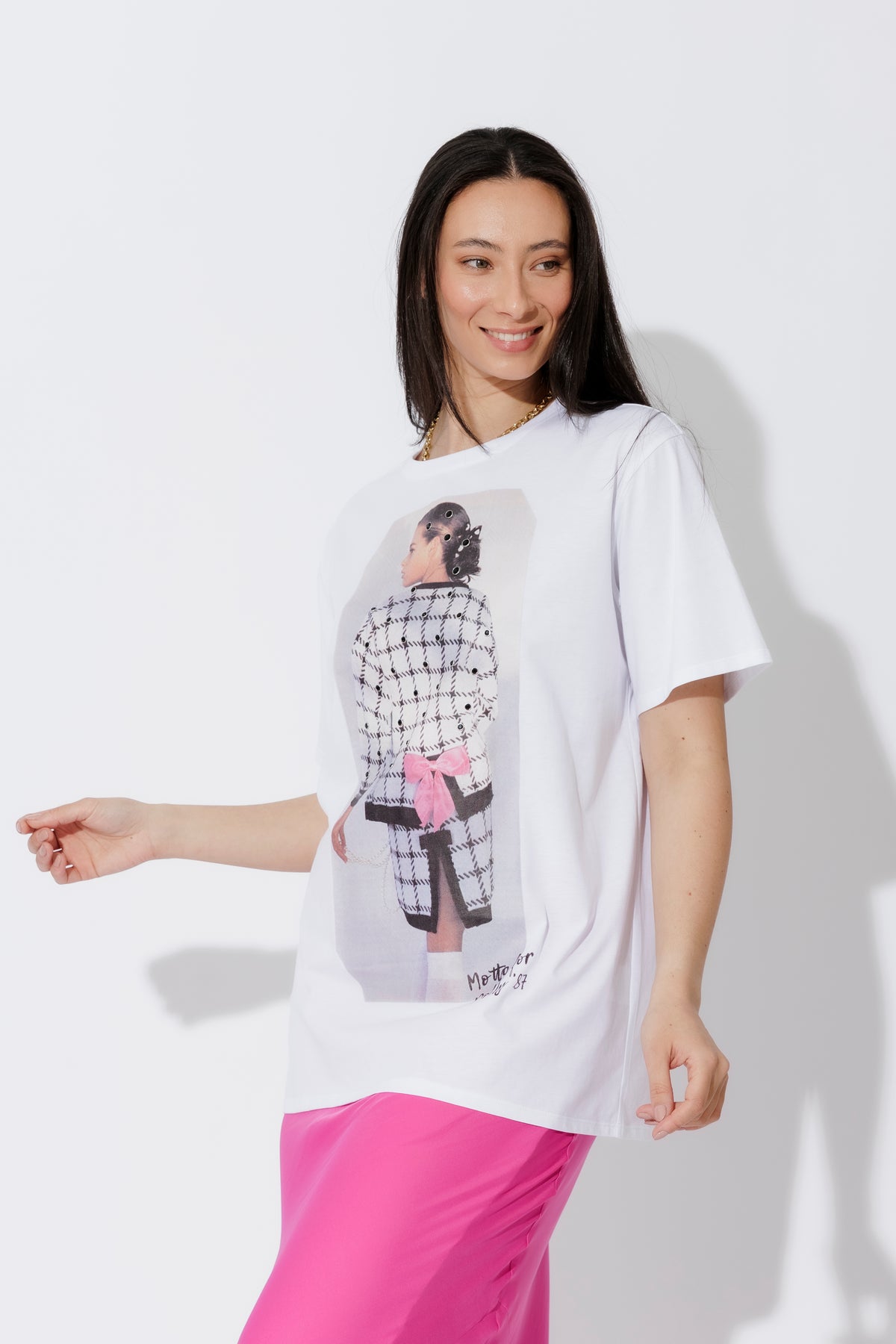 White Dolly Bow Magazine T-Shirt