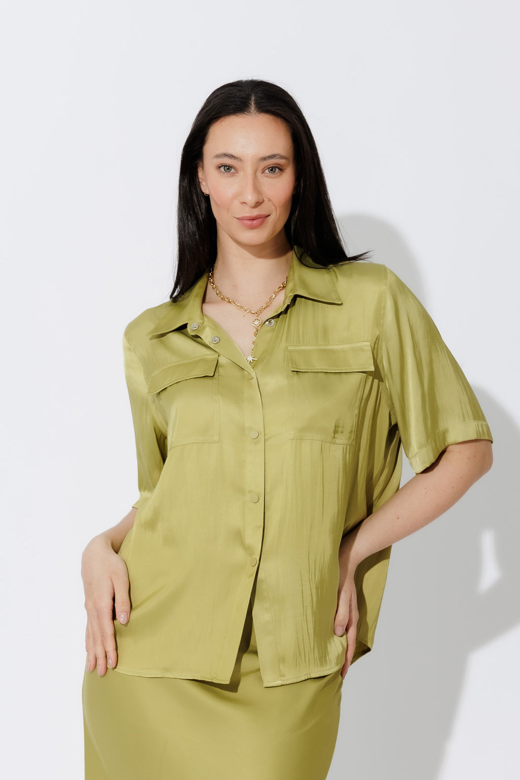 Chartreuse Silky Shirt