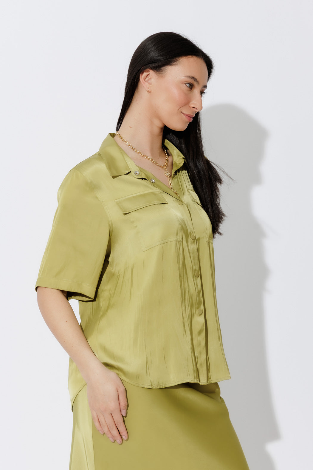 Chartreuse Silky Shirt