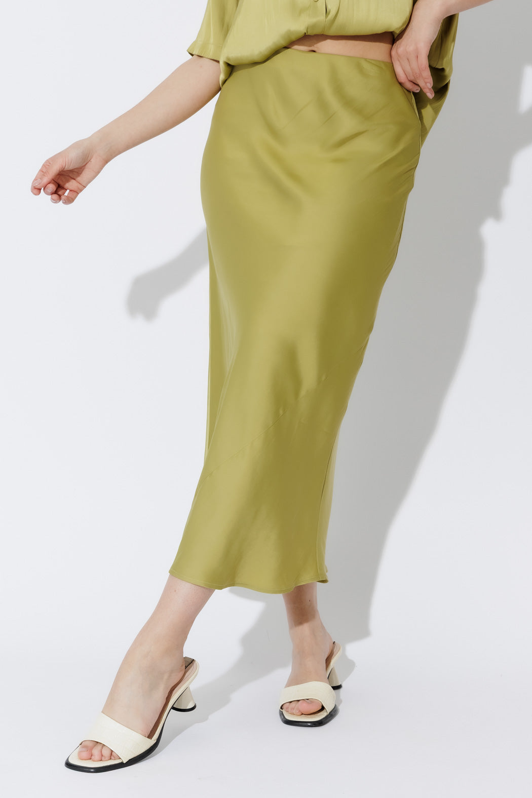 Chartreuse Silky Bias Skirt