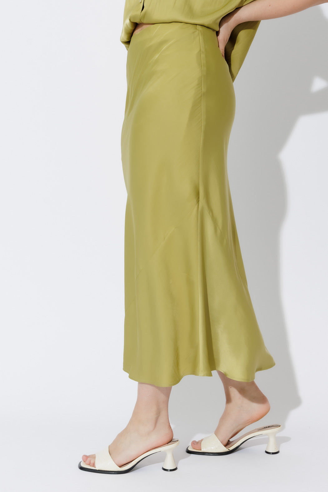 Chartreuse Silky Bias Skirt