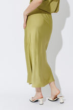 Chartreuse Silky Bias Skirt
