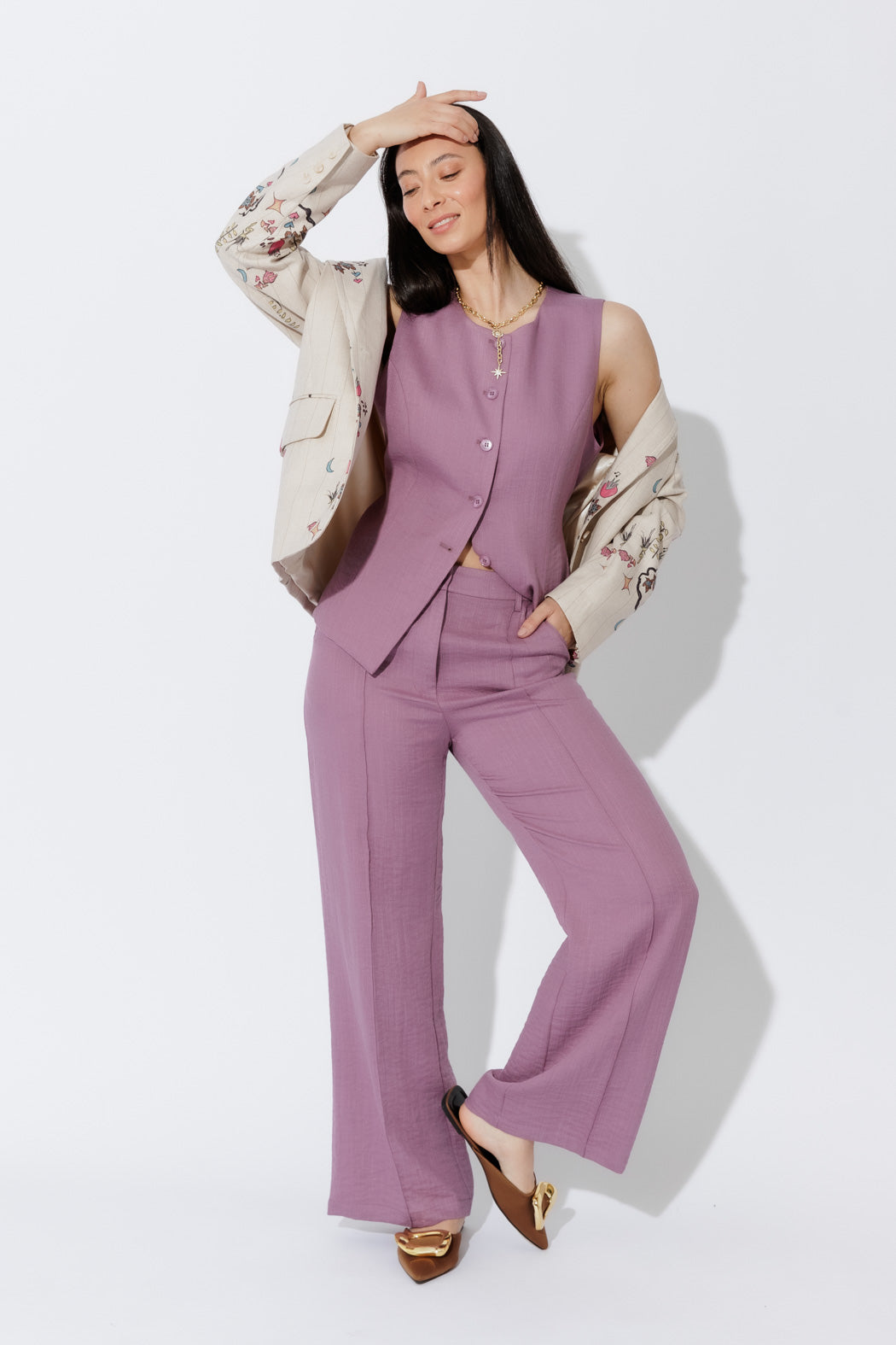 Berry Lyocell Pintuck Pant