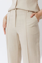 Oatmeal Lyocell Pintuck Pant