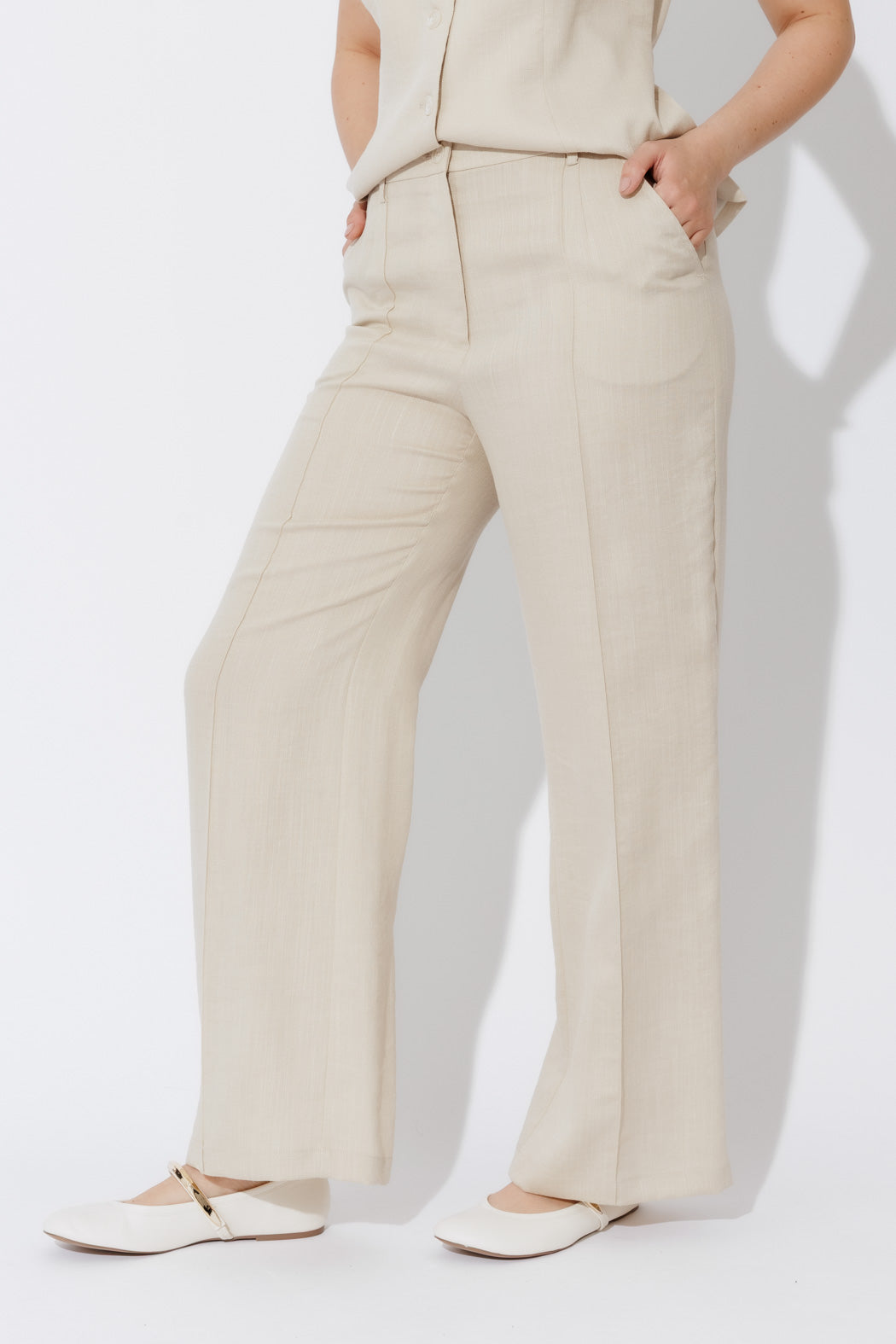 Oatmeal Lyocell Pintuck Pant