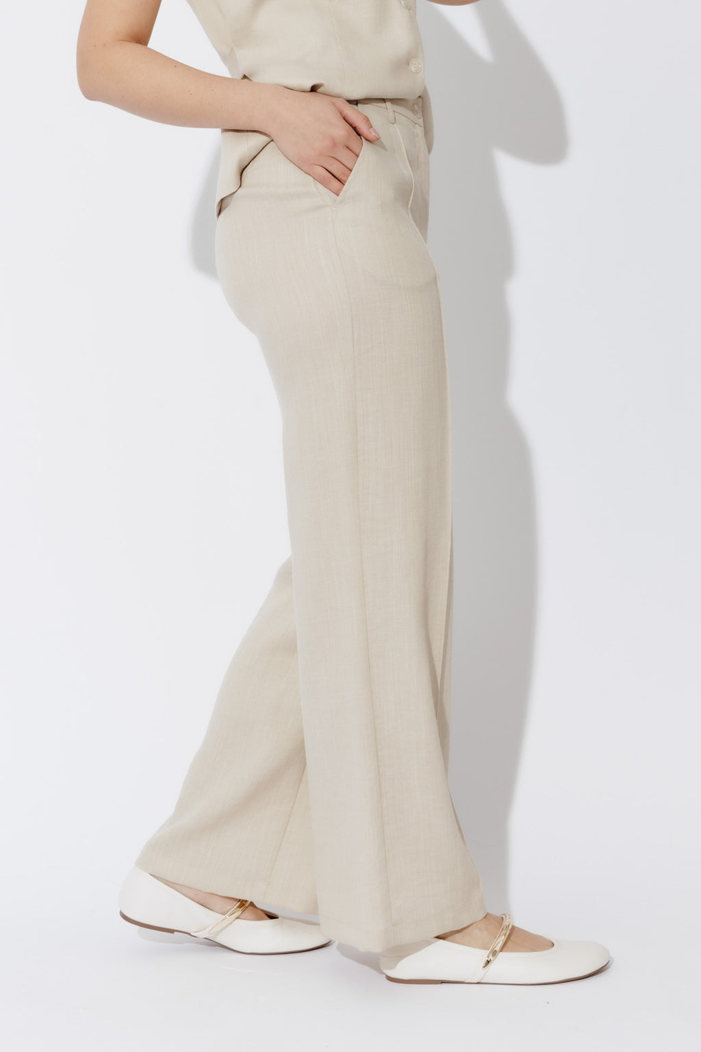 Oatmeal Lyocell Pintuck Pant