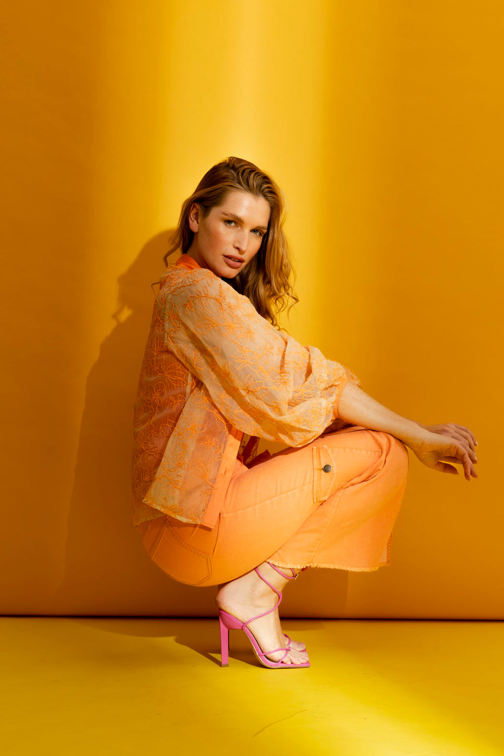 Orange Cargo Jean Skirt