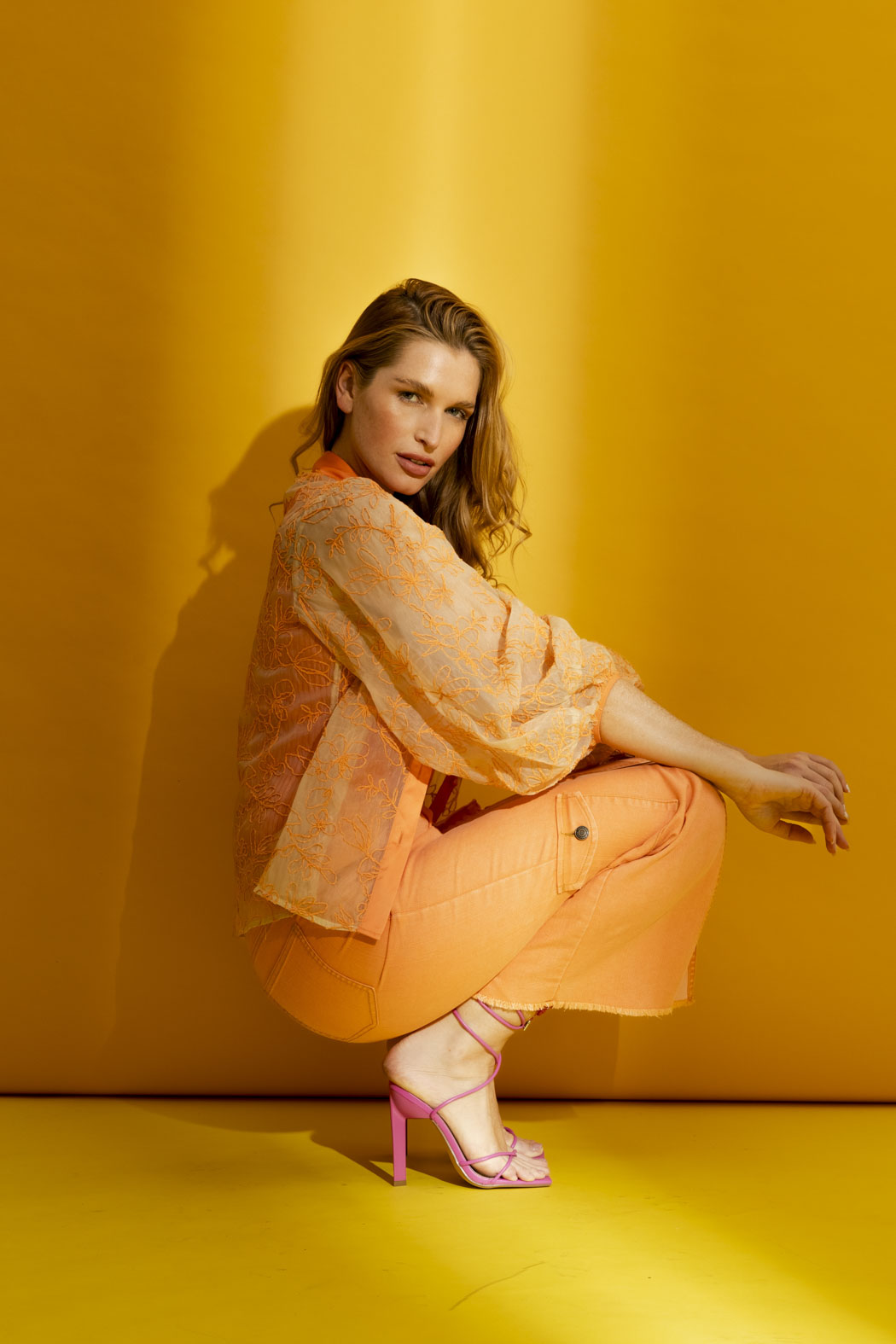 Orange Cargo Jean Skirt