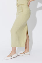 Chartreuse Belted Skirt