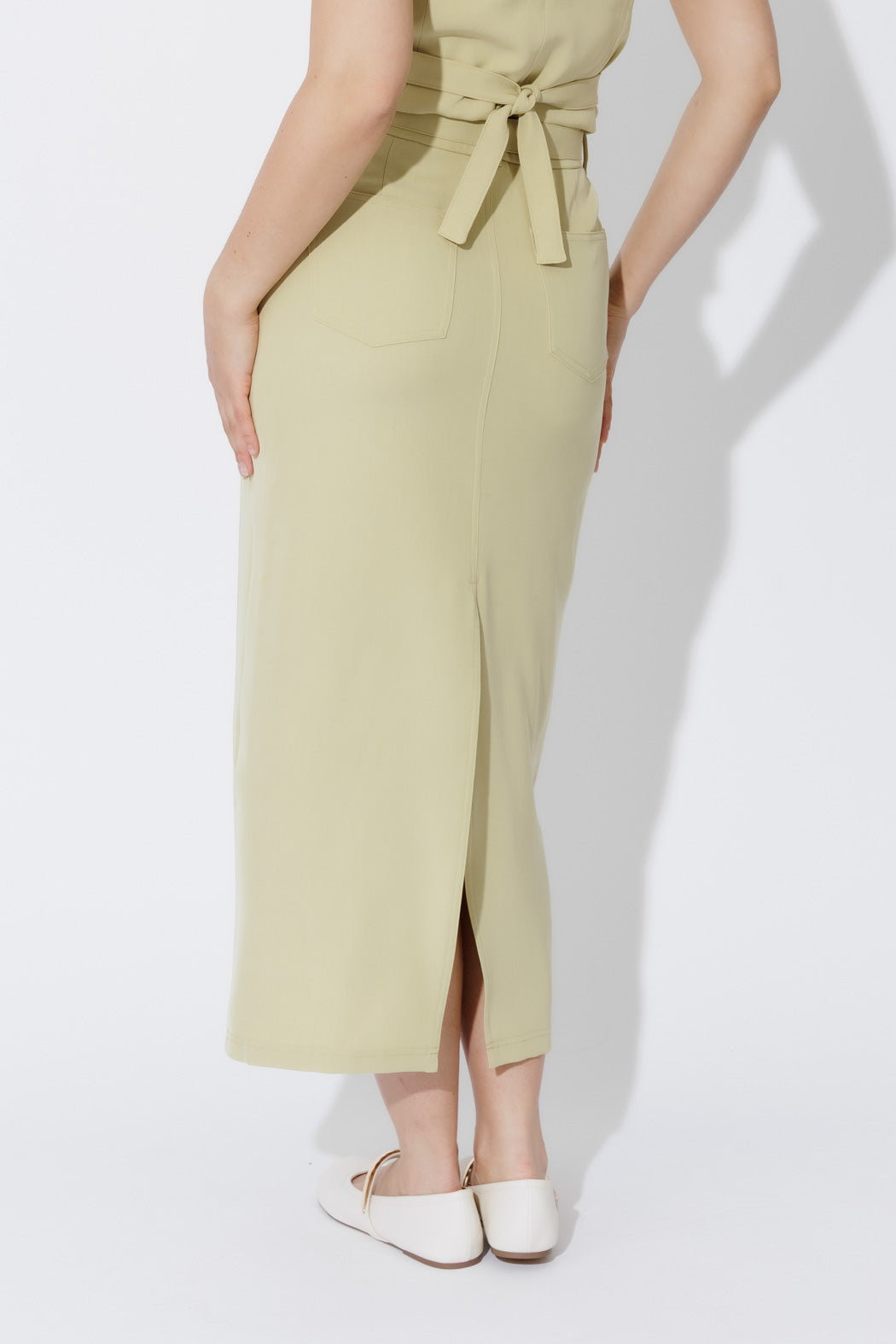 Chartreuse Belted Skirt