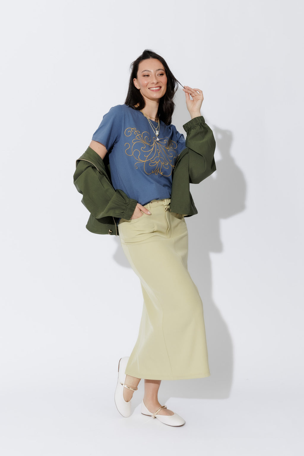 Slate Embroidered T-Shirt