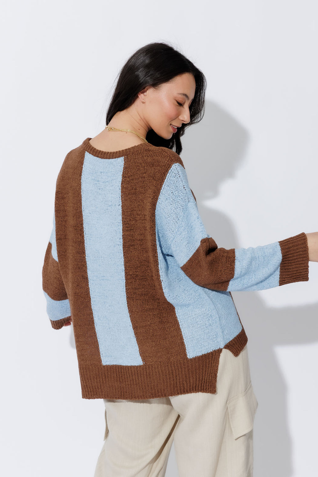 Brown/Blue Bold Stripe Knit Brown/Blue