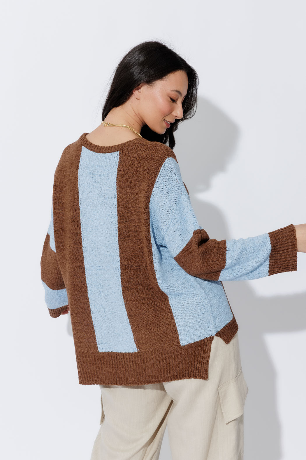 Brown/Blue Bold Stripe Knit Brown/Blue
