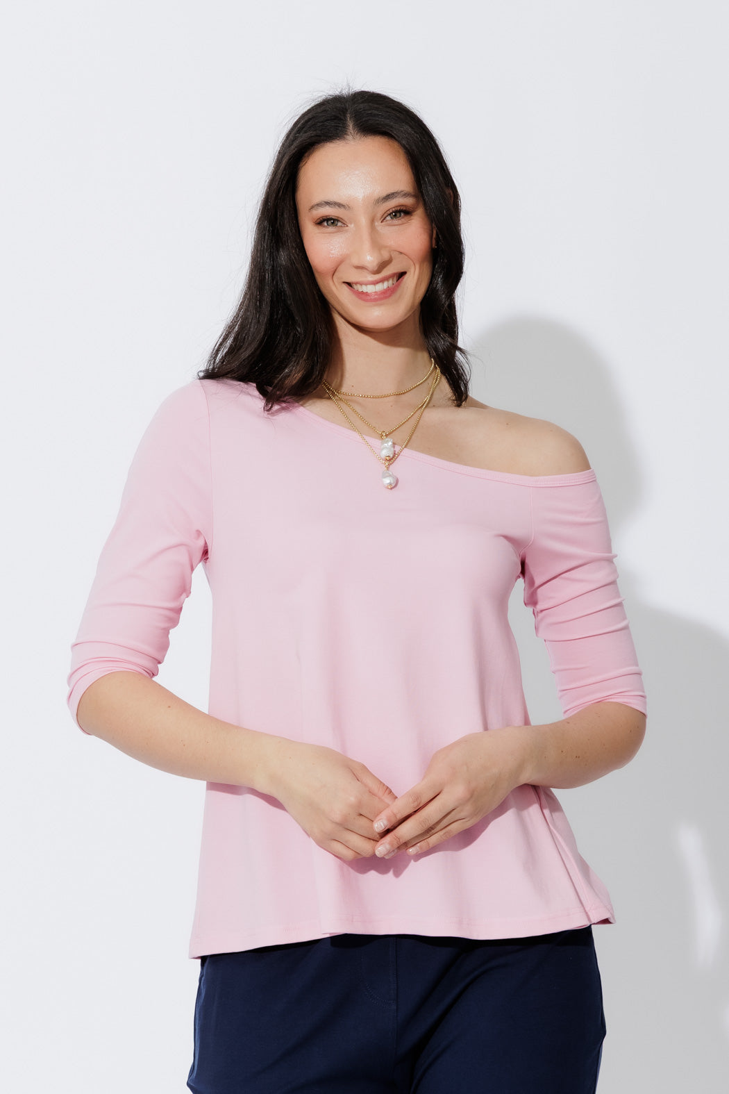 Pink Tencel One Shoulder Top