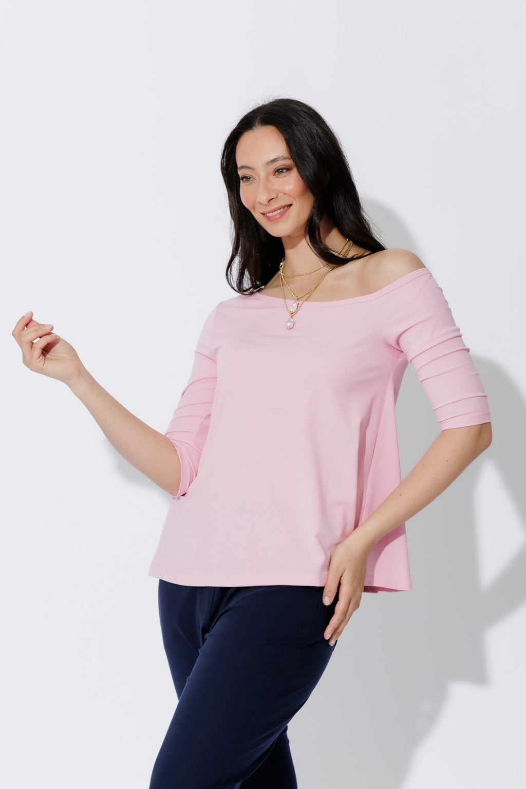 Pink Tencel One Shoulder Top