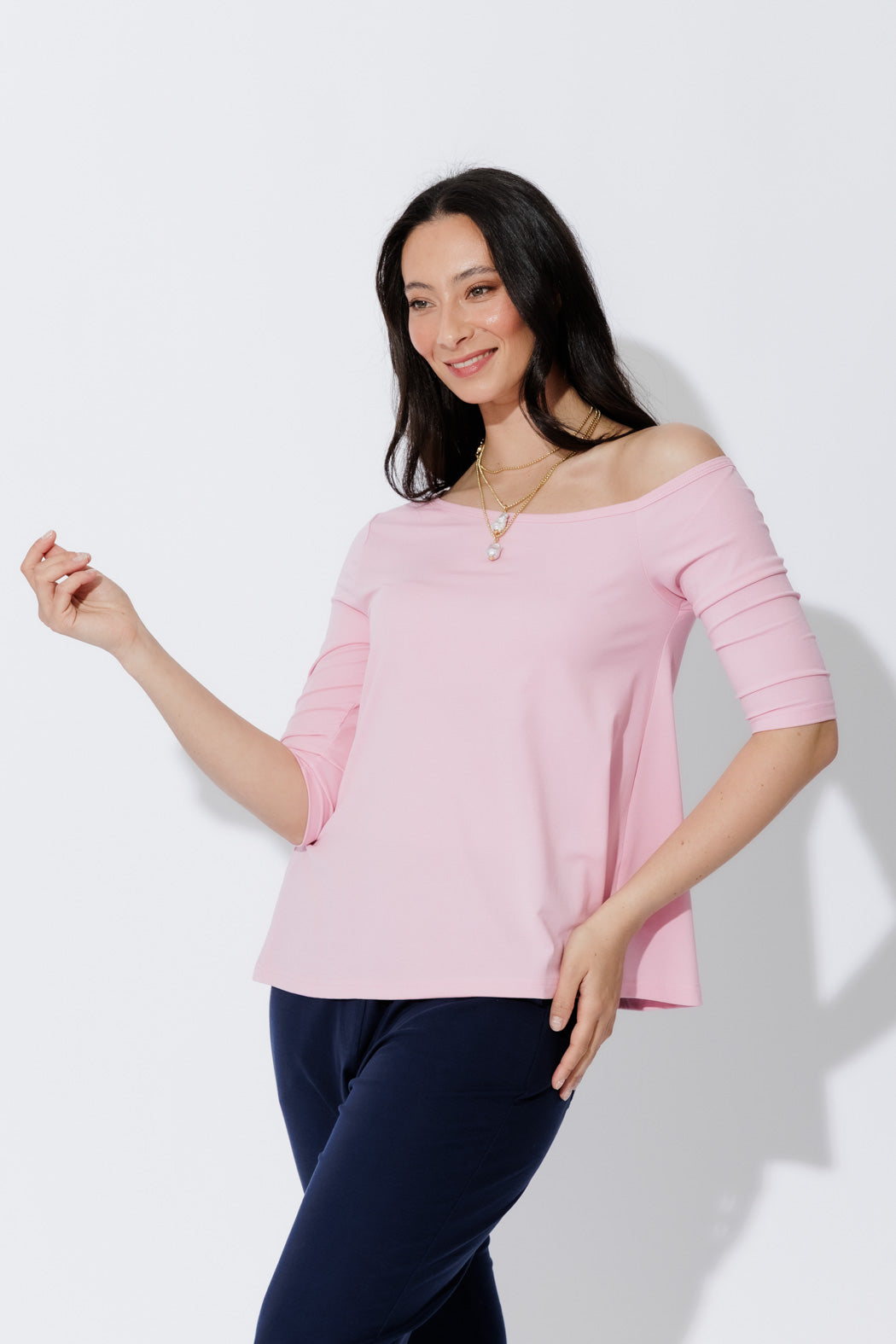 Pink Tencel One Shoulder Top