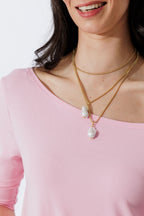 Pink Tencel One Shoulder Top