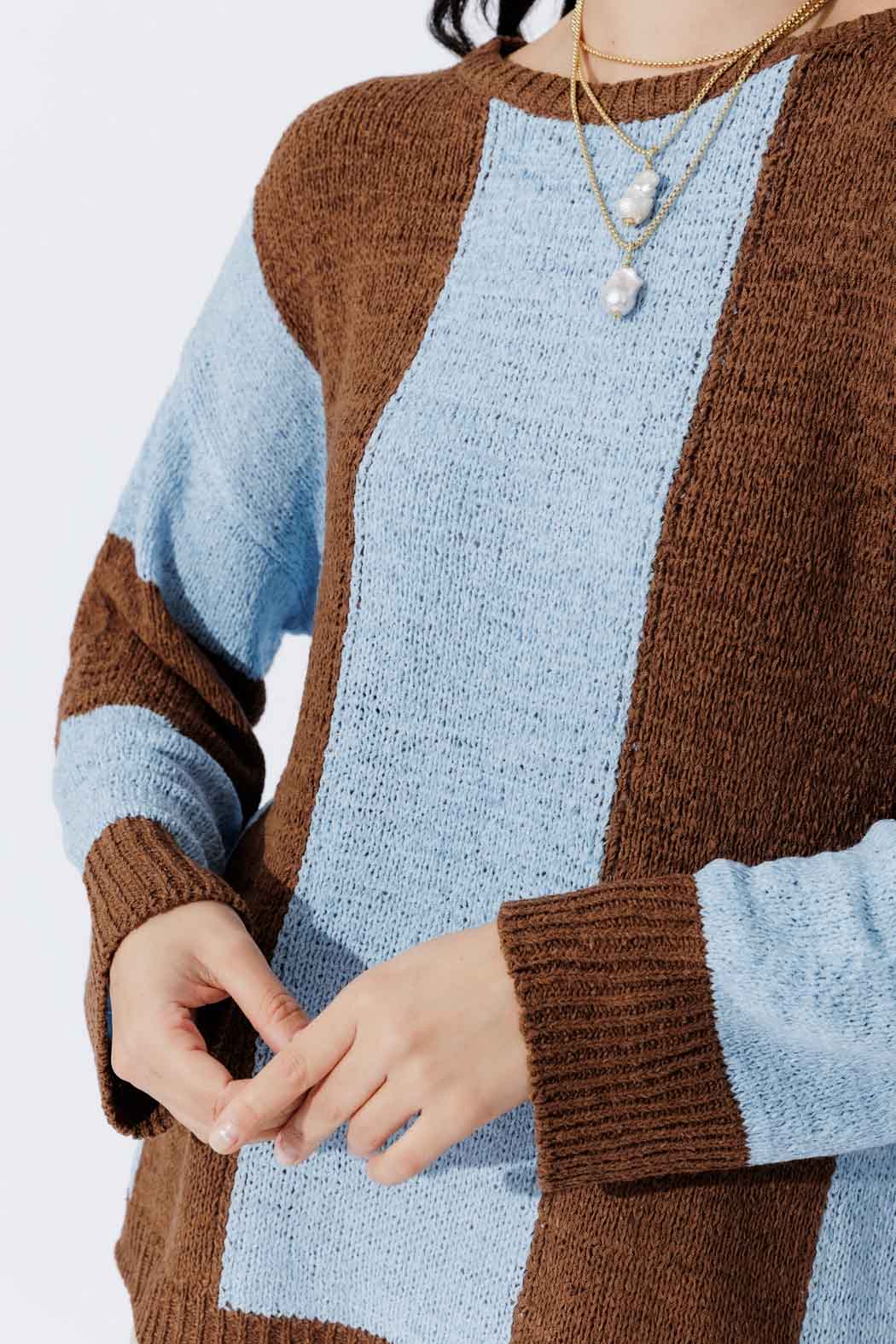 Brown/Blue Bold Stripe Knit Brown/Blue