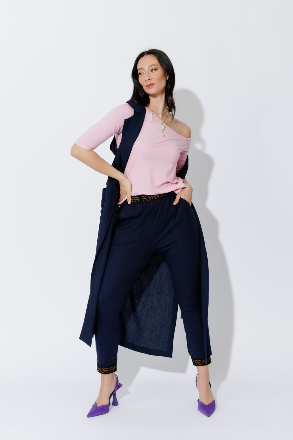 Pink Tencel One Shoulder Top