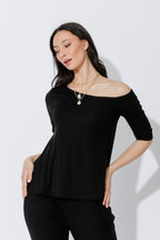 Black Tencel One Shoulder Top