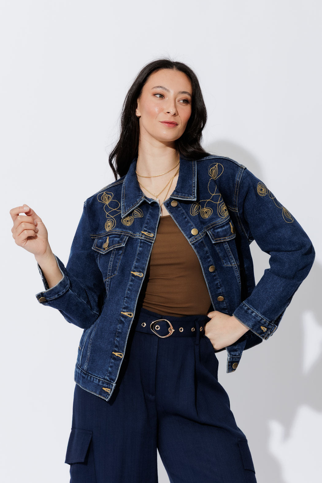 Dark Denim Embroided Jacket Dark Denim