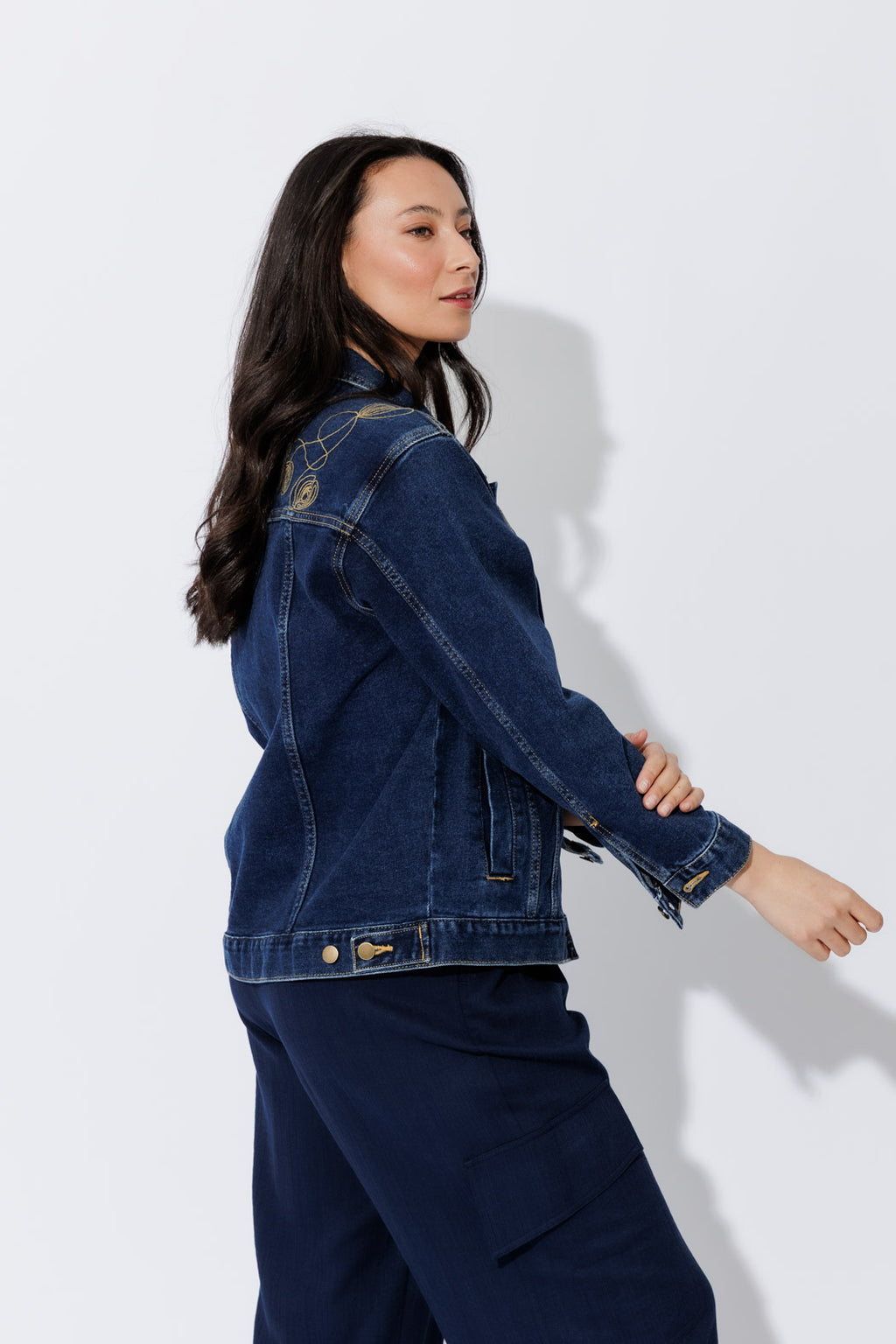 Dark Denim Embroided Jacket Dark Denim