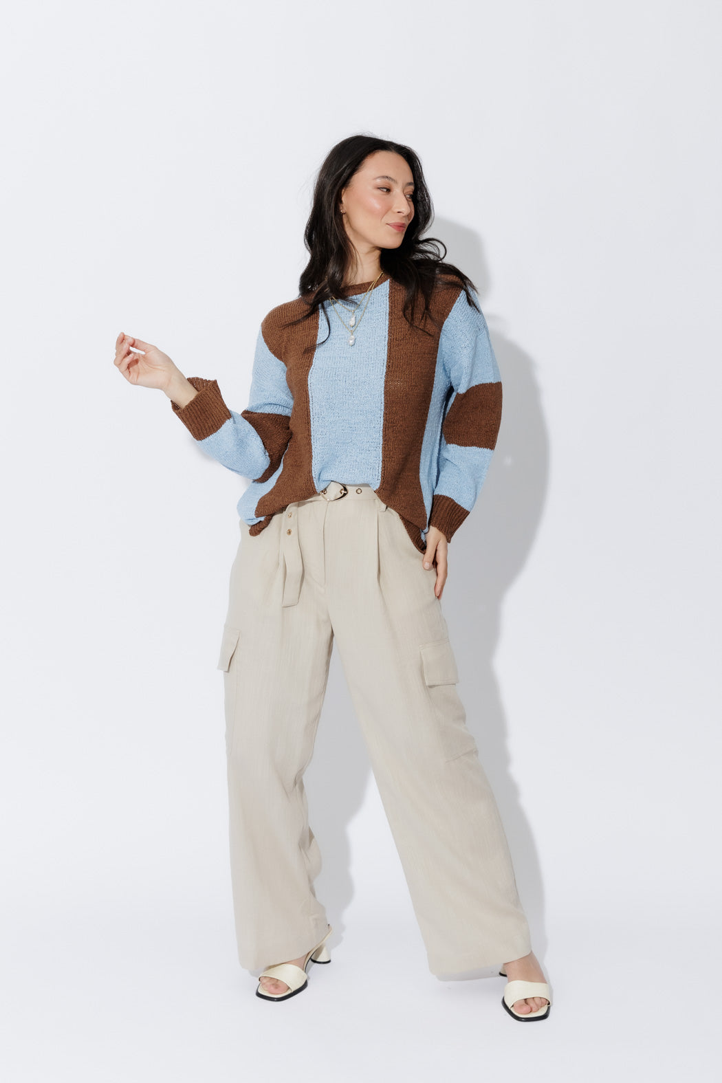 Brown/Blue Bold Stripe Knit Brown/Blue