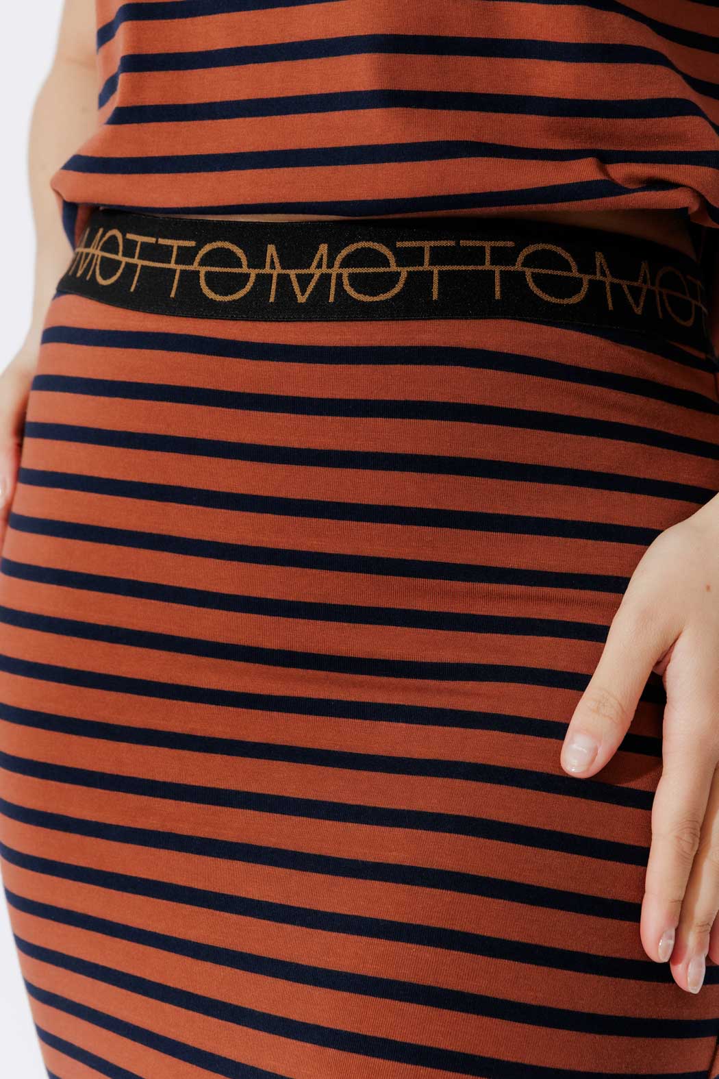 Tan/Navy Stripe Tube Skirt