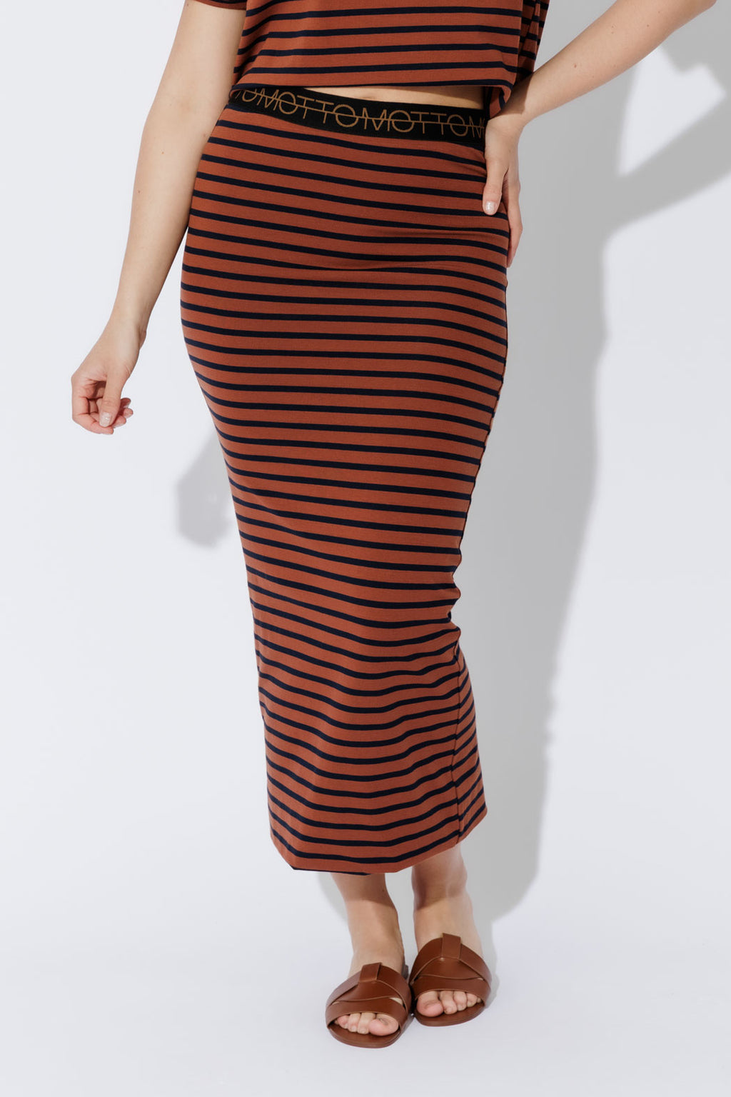 Tan/Navy Stripe Tube Skirt