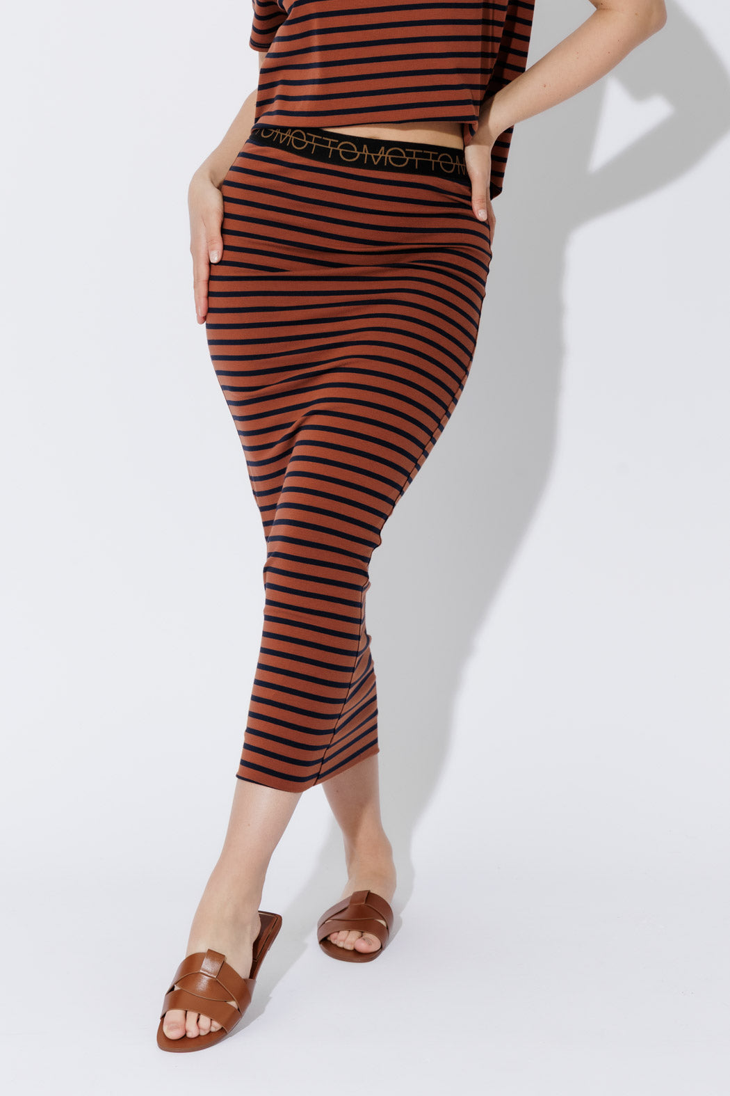 Tan/Navy Stripe Tube Skirt