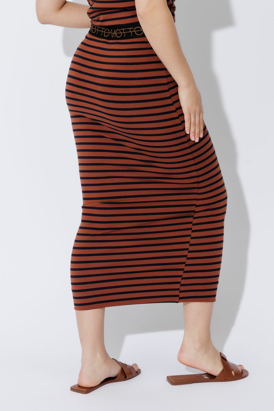 Tan/Navy Stripe Tube Skirt