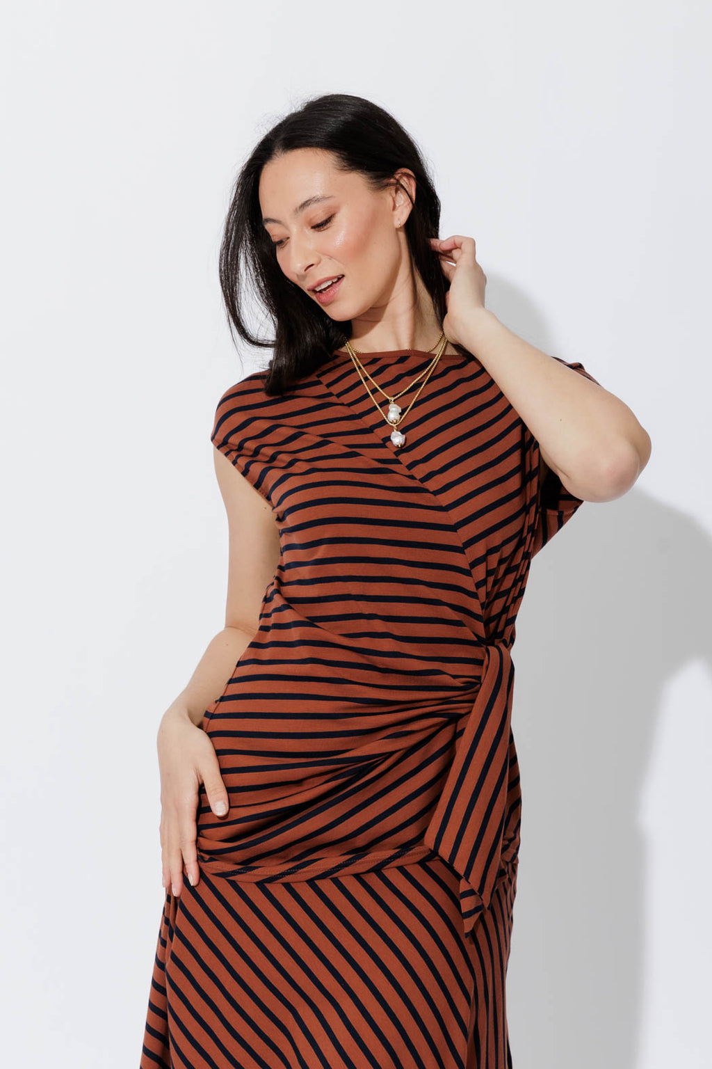 Tan/Navy Stripe Harlow Top