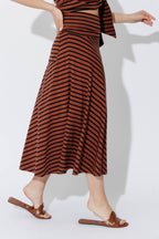 Tan/Navy Stripe Roll Top Skirt