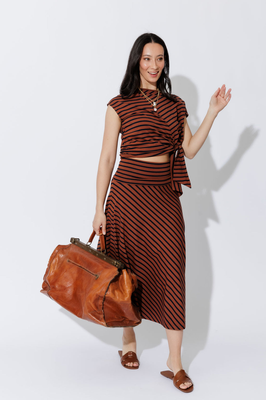 Tan/Navy Stripe Harlow Top