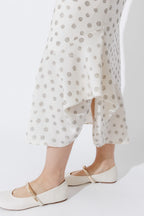 Ivory Spot Bias Flounce Skirt