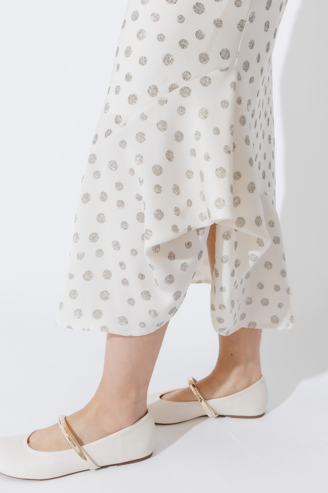 Ivory Spot Bias Flounce Skirt