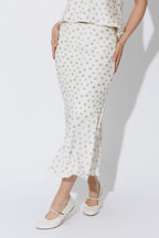Ivory Spot Bias Flounce Skirt
