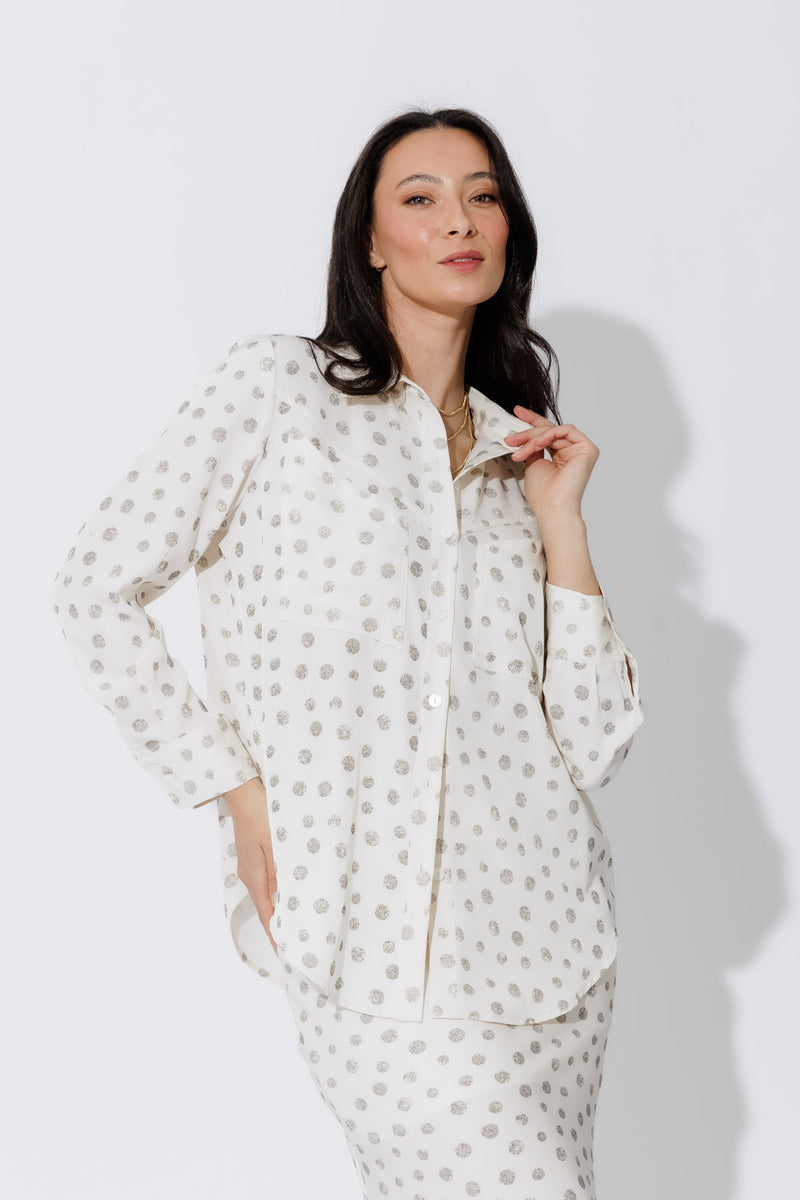 Ivory Spot Angle Pocket Shirt